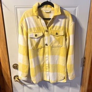 H&M Yellow and White Checkered Shacket Size Medium/Large